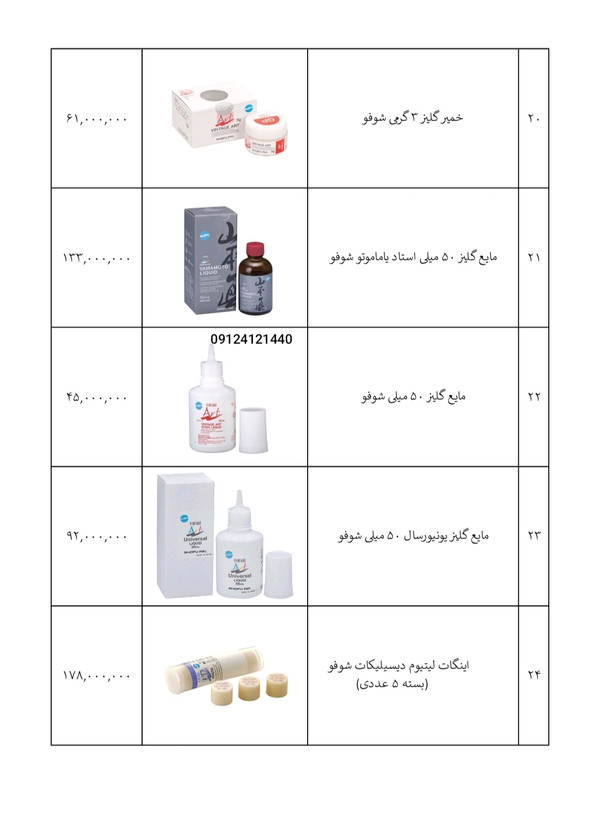 تمامی محصولات شوفو ب قیمت شرکت
